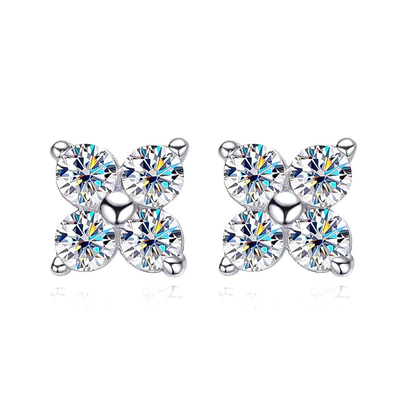 D VVS1 round Moissanite Stud Earrings for Women Man 4 Stones Classic S925 Sterling Silver Earring with GRA Gift Jewelry