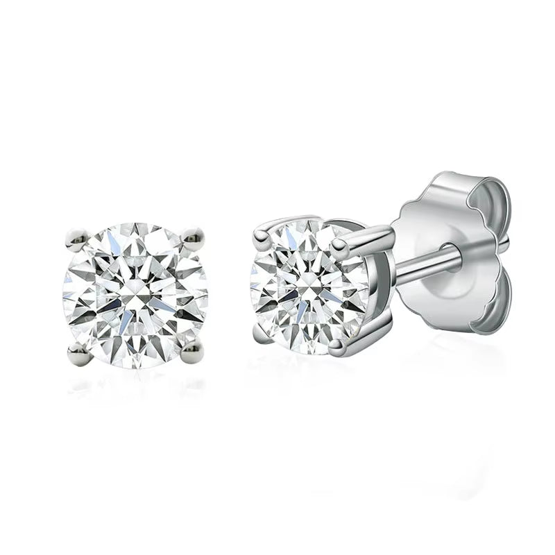 4Mm Moissanite Stud Earrings for Women 925 Sterling Silver Simple Four Claws Fine Jewelry