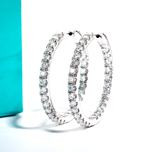 Anujewel 3Mm 5.6Cttw D Color Moissanite Big Hoop Earrings 925 Sterling Silver Luxury Huggie Earring for Women Jewelry Wholesale