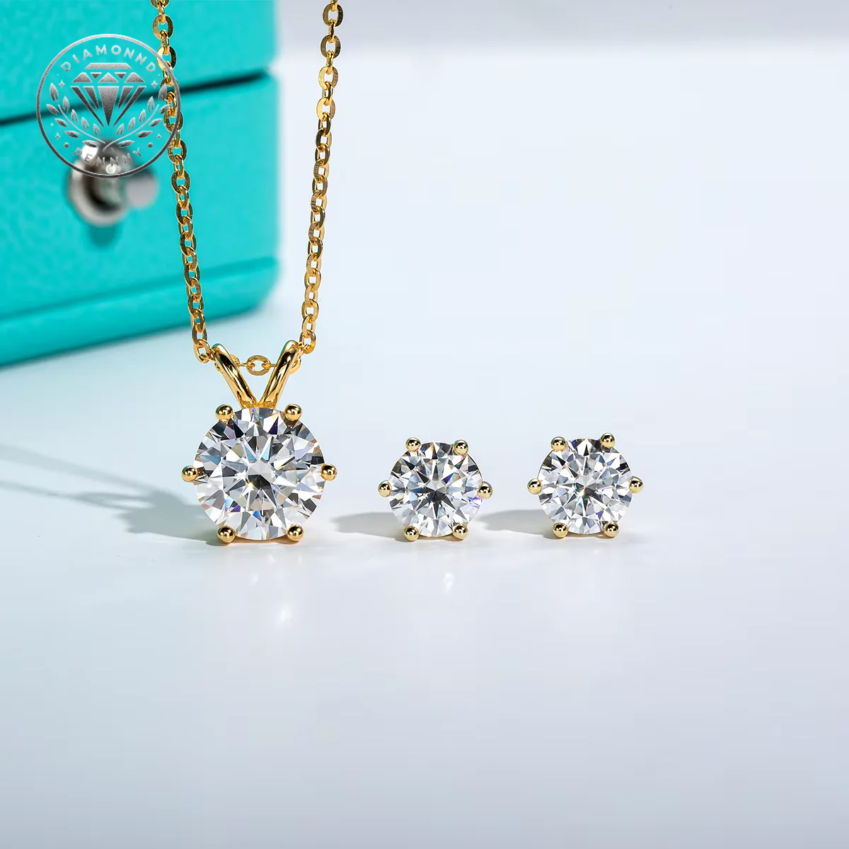 Anujewel 3Ct Moissanite Necklace 1Ct Moissanite Earrings 925 Sterling Silver Jewelry Bridal Sets Wholesale for Women